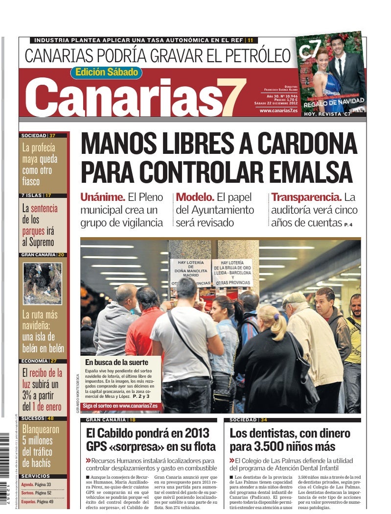 Portada Canarias7 22-12-2012