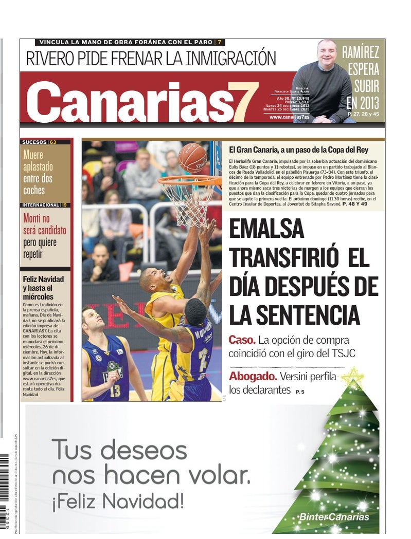Portada Canarias7 24-12-2012