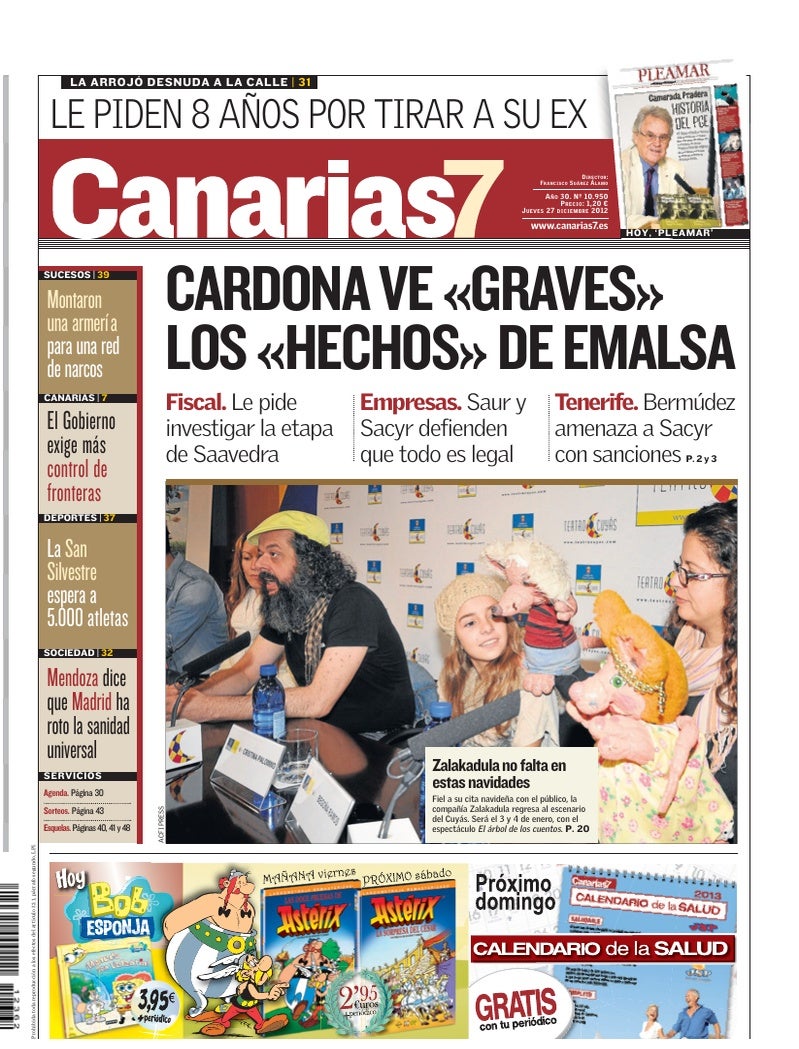 Portada Canarias7 27-12-2012