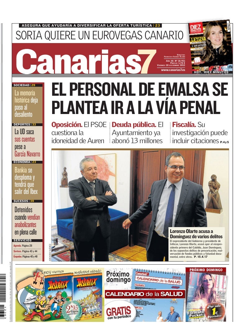 Portada Canarias7 28-12-2012