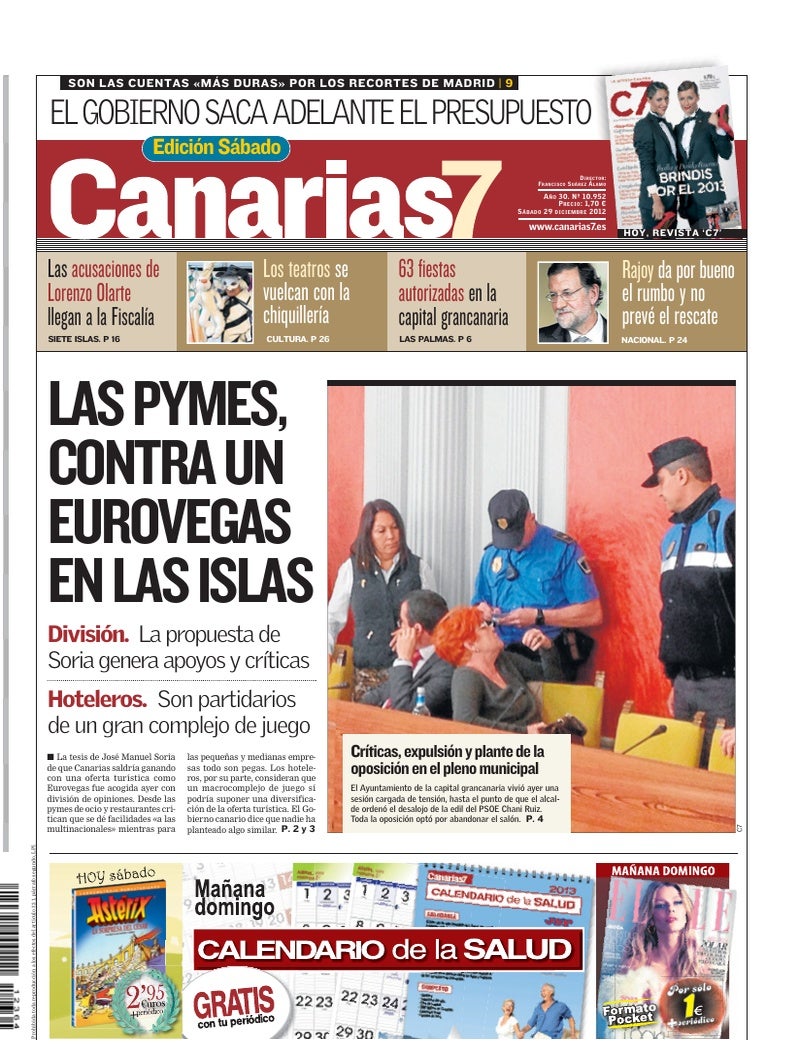 Portada Canarias7 29-12-2012