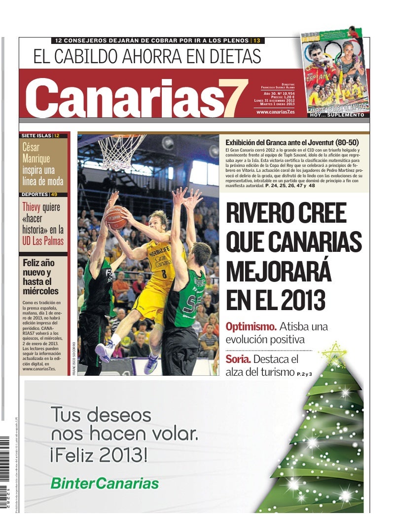 Portada Canarias7 31-12-2012