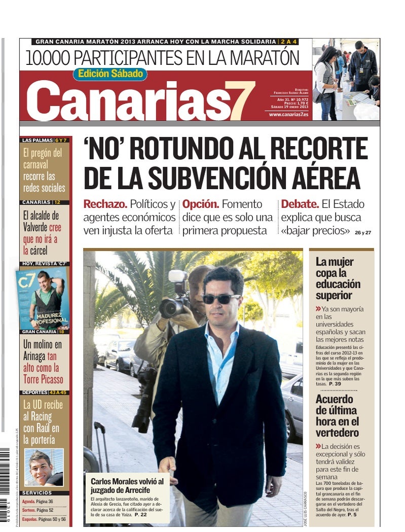 Portada Canarias7 19-01-2013