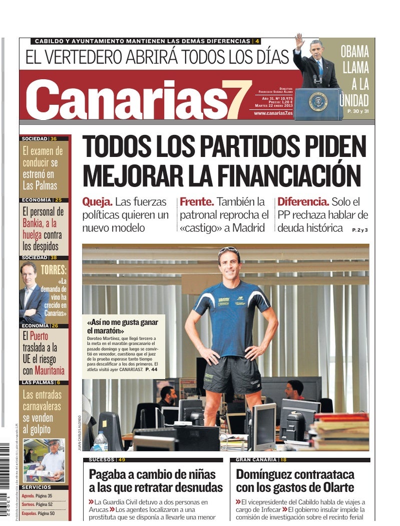 Portada Canarias7 22-01-2013