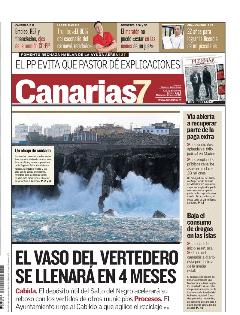 Portada Canarias7 23-01-2013