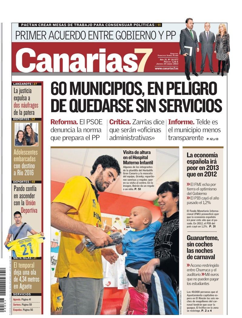 Portada Canarias7 24-01-2013