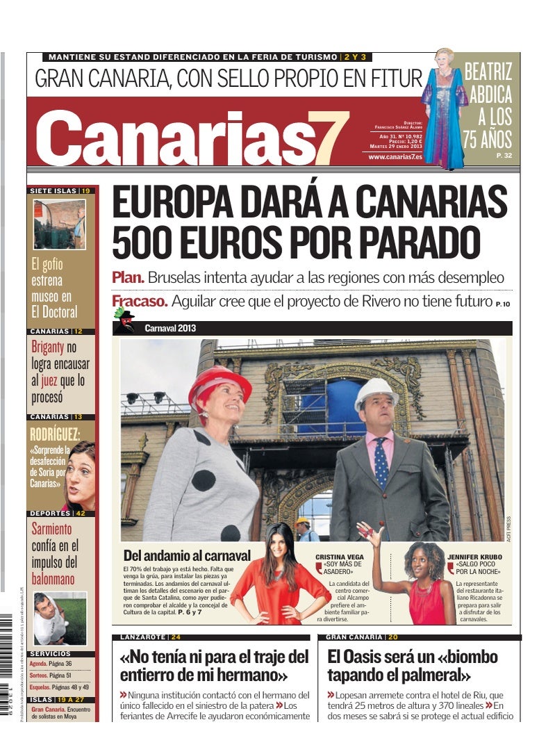 Portada Canarias7 29-01-2013