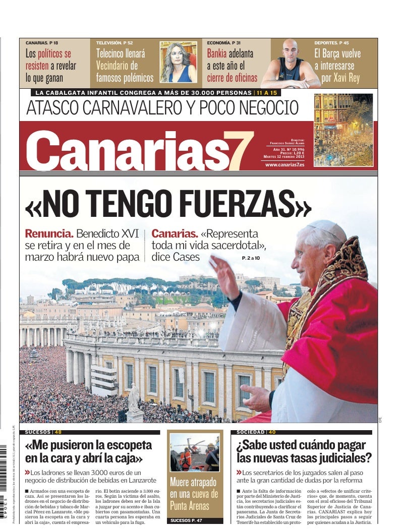 Portada Canarias7 12-02-2013