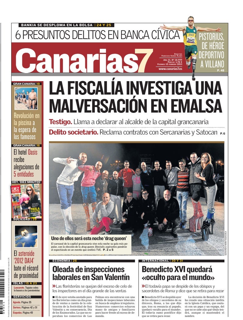 Portada Canarias7 15-02-2013
