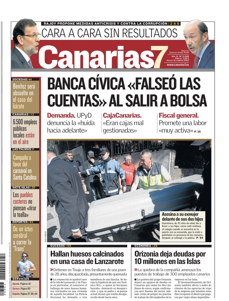Portada Canarias7 21-02-2013
