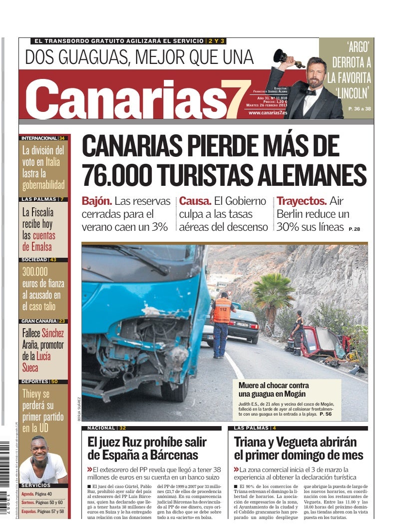 Portada Canarias7 26-02-2013