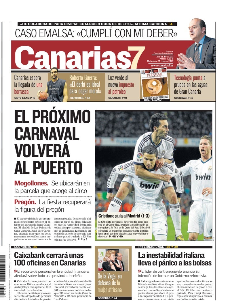 Portada Canarias7 27-02-2013
