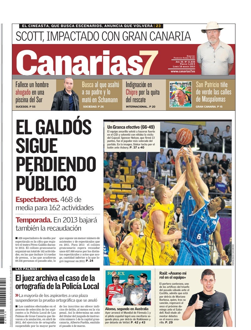 Portada Canarias7 18-03-2013