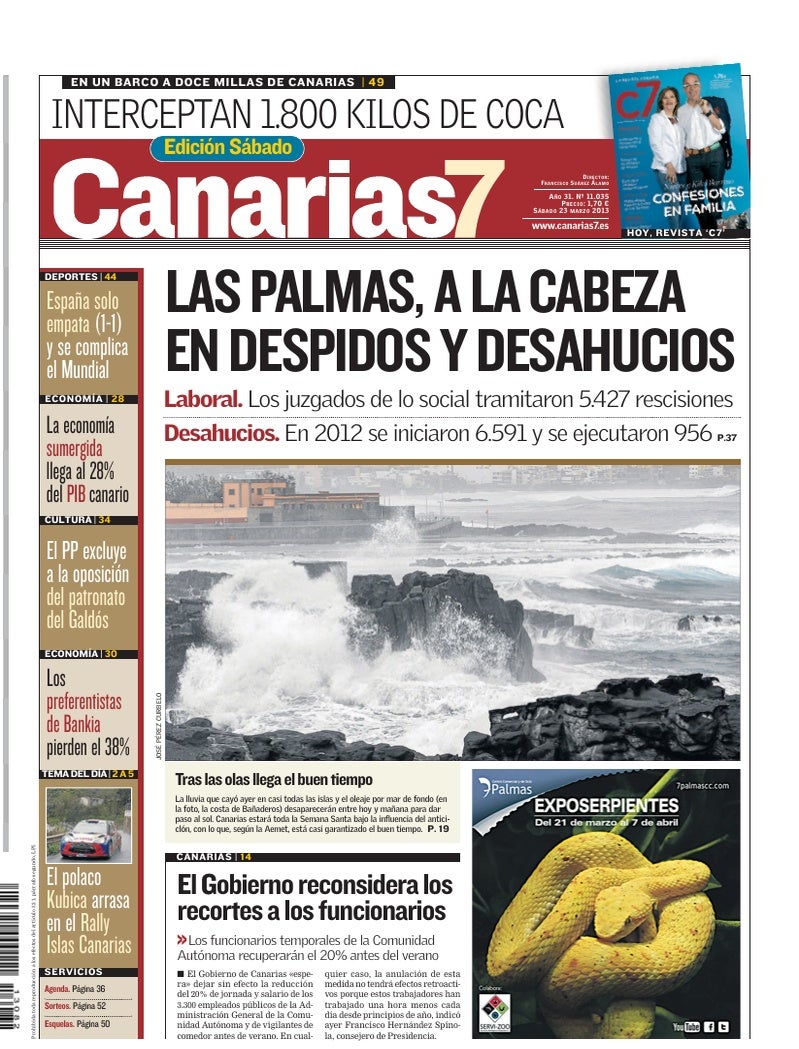 Portada Canarias7 23-03-2013