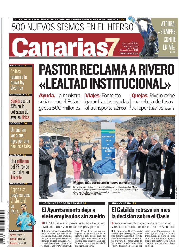Portada Canarias7 26-03-2013