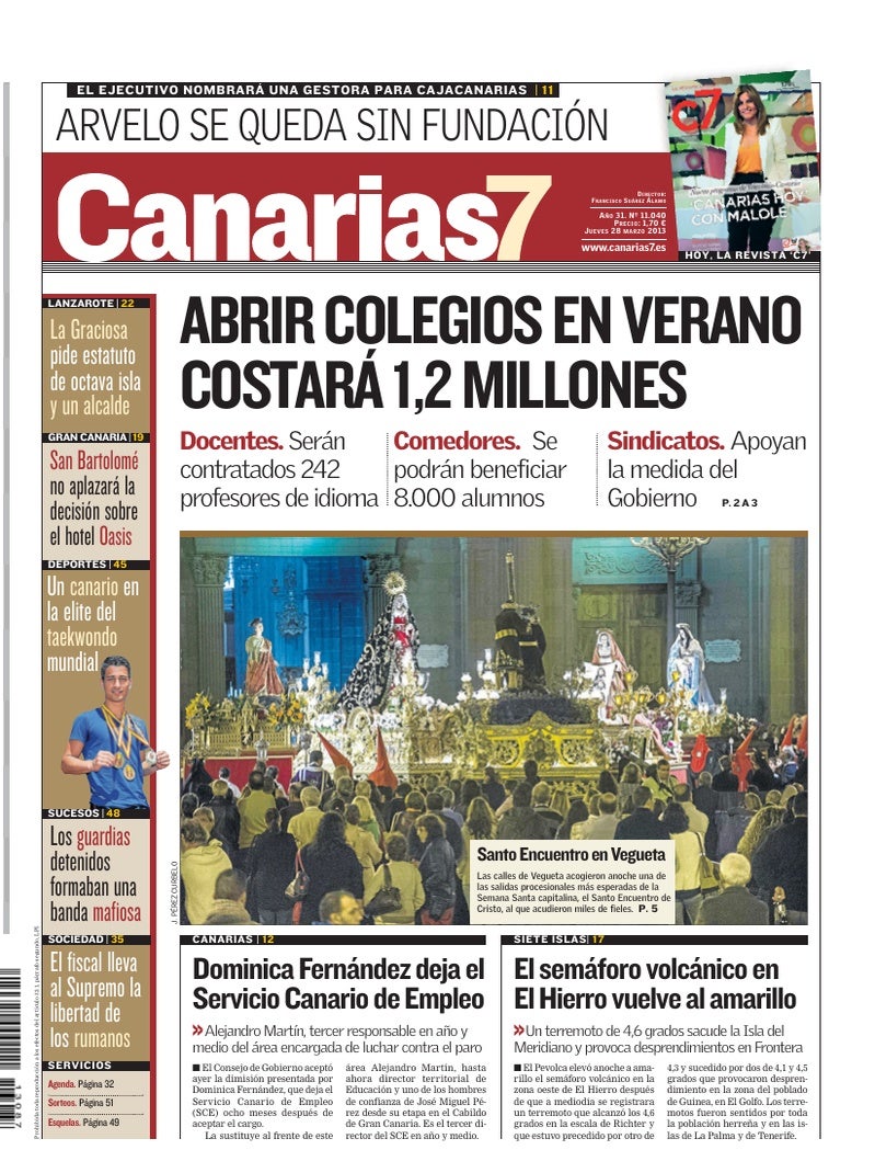 Portada Canarias7 28-03-2013