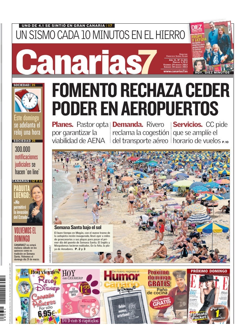 Portada Canarias7 29-03-2013