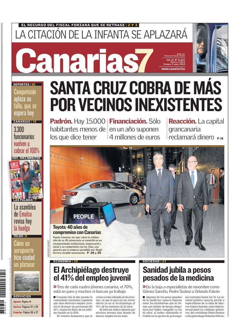 Portada Canarias7 05-04-2013