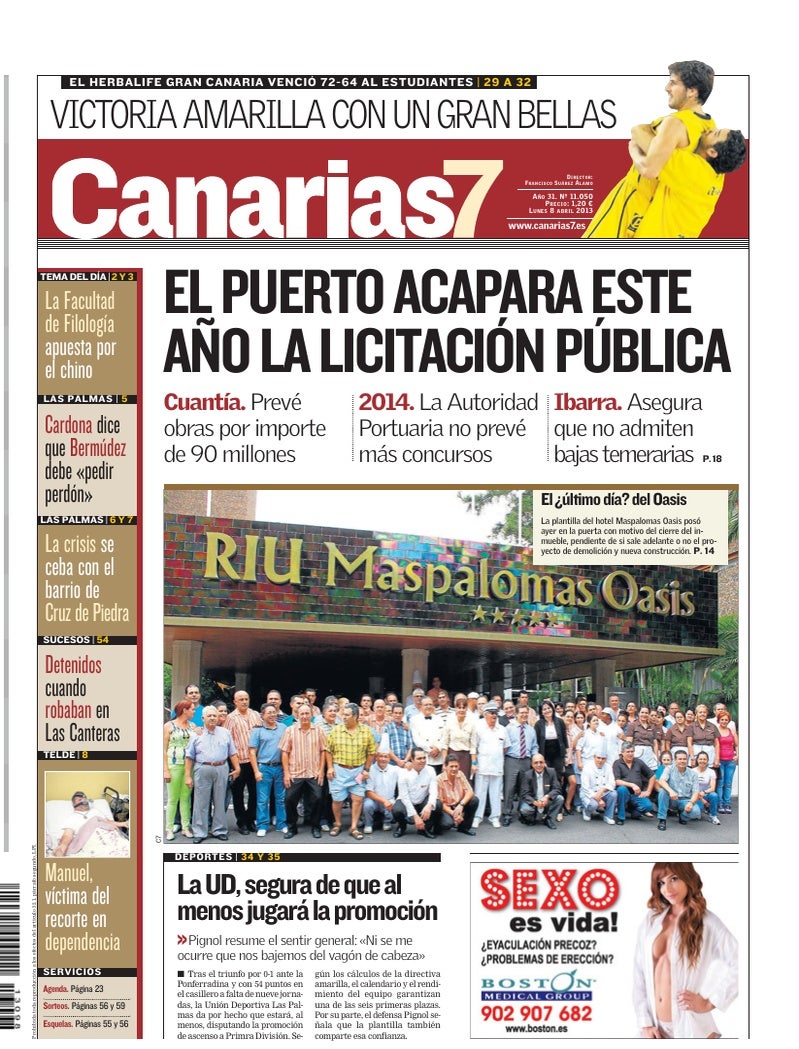 Portada Canarias7 08-04-2013