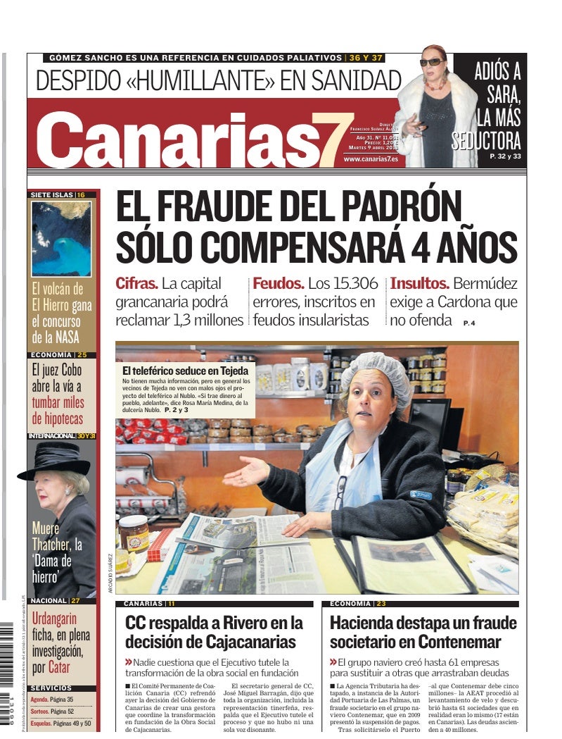 Portada Canarias7 09-04-2013