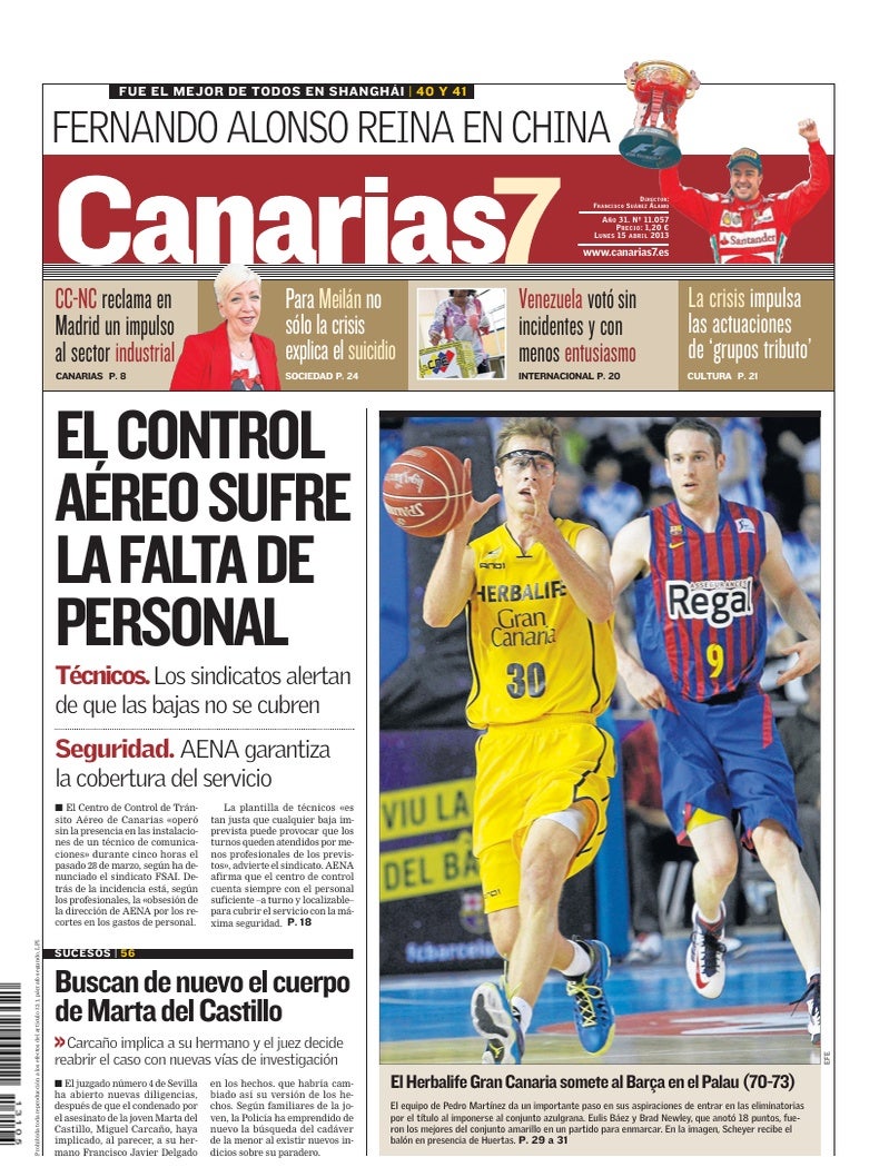 Portada Canarias7 15-04-2013