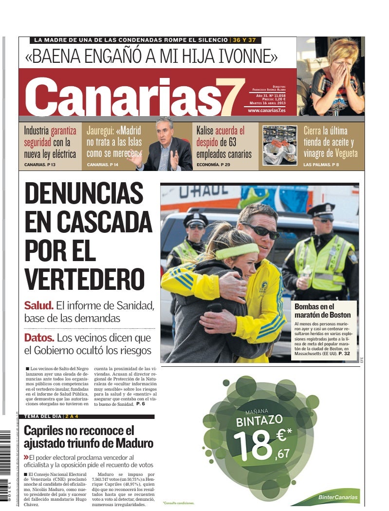 Portada Canarias7 16-04-2013