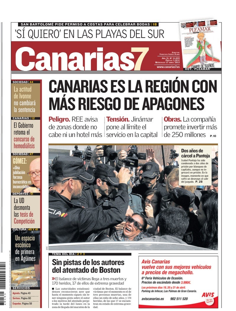 Portada Canarias7 17-04-2013