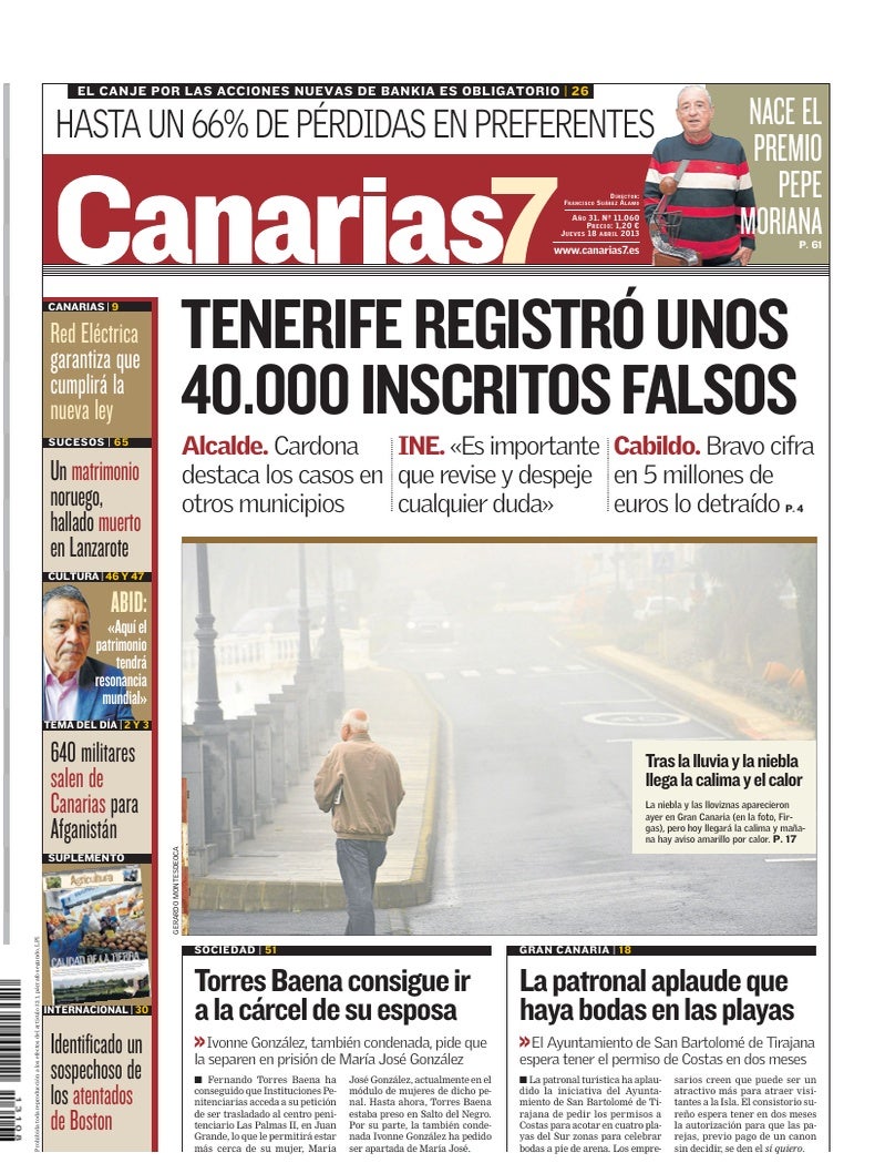 Portada Canarias7 18-04-2013