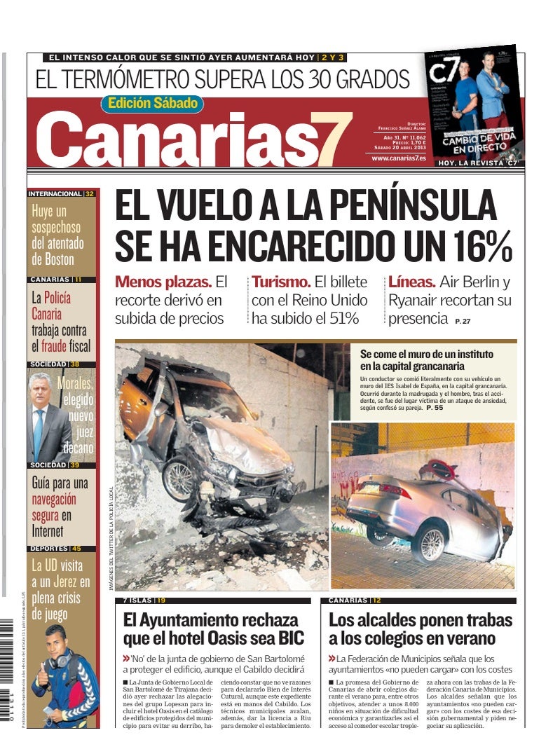 Portada Canarias7 20-04-2013