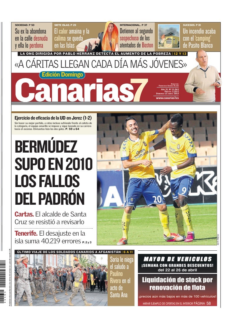 Portada Canarias7 21-04-2013