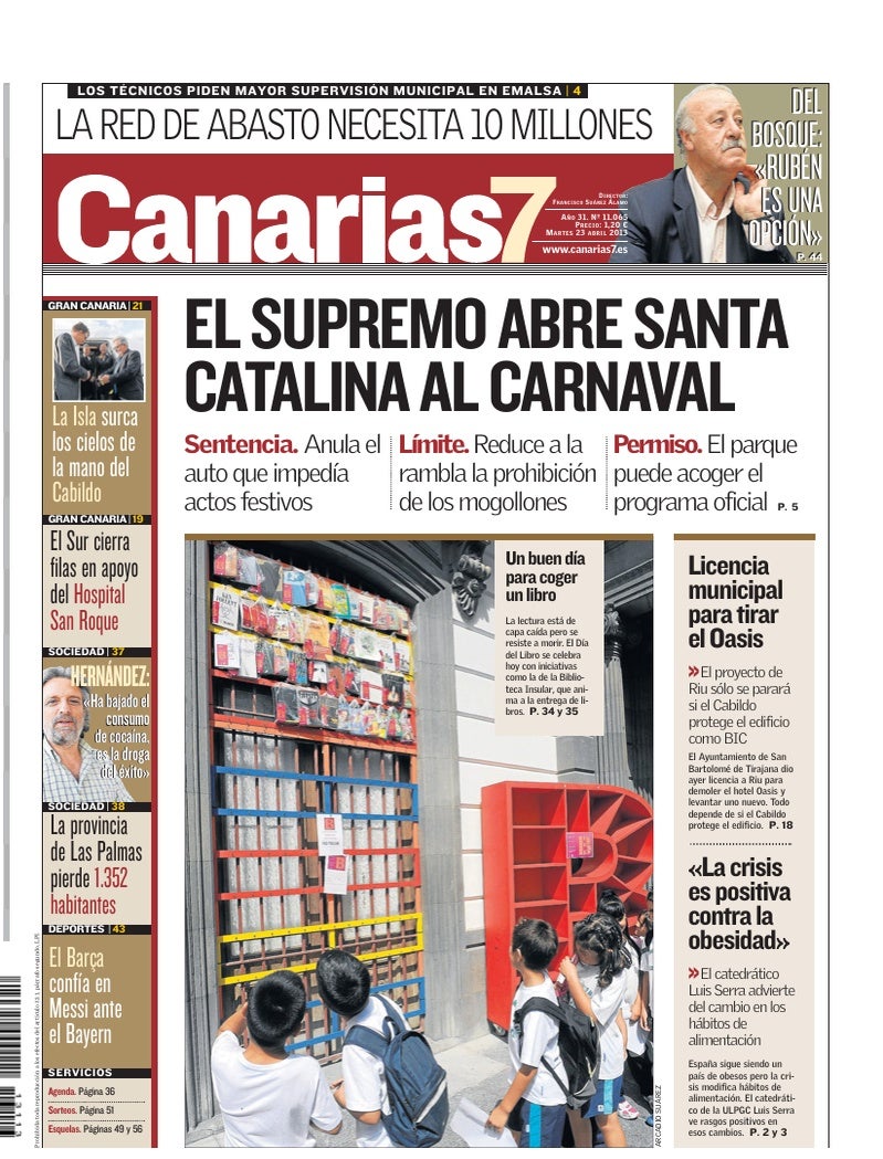 Portada Canarias7 23-04-2013