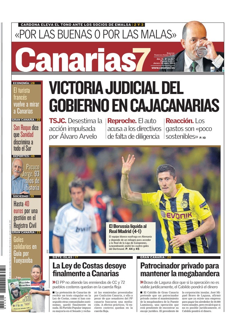 Portada Canarias7 25-04-2013
