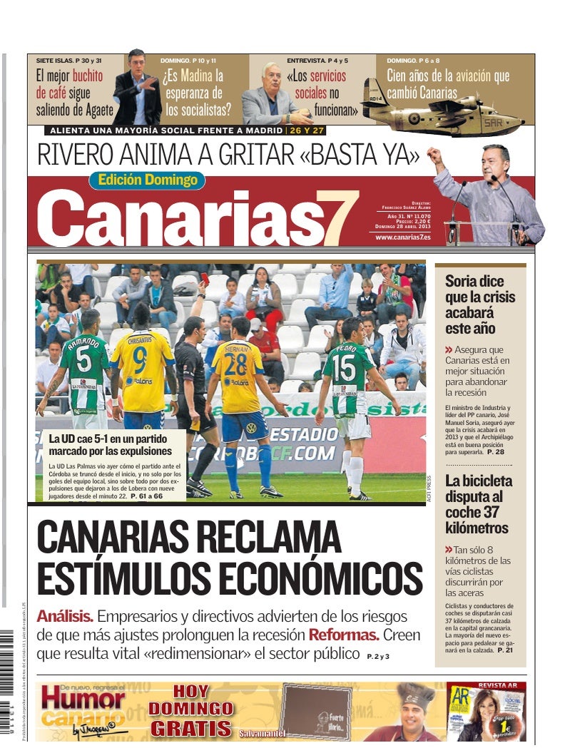 Portada Canarias7 28-04-2013