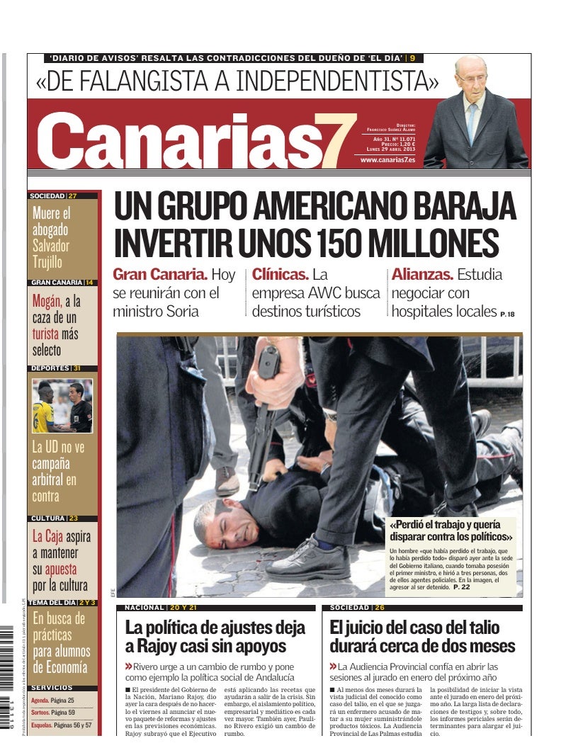 Portada Canarias7 29-04-2013