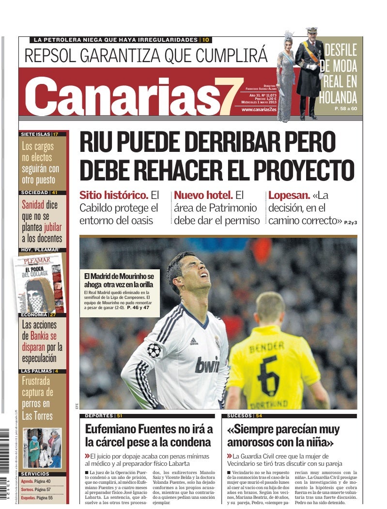 Portada Canarias7 01-05-2013