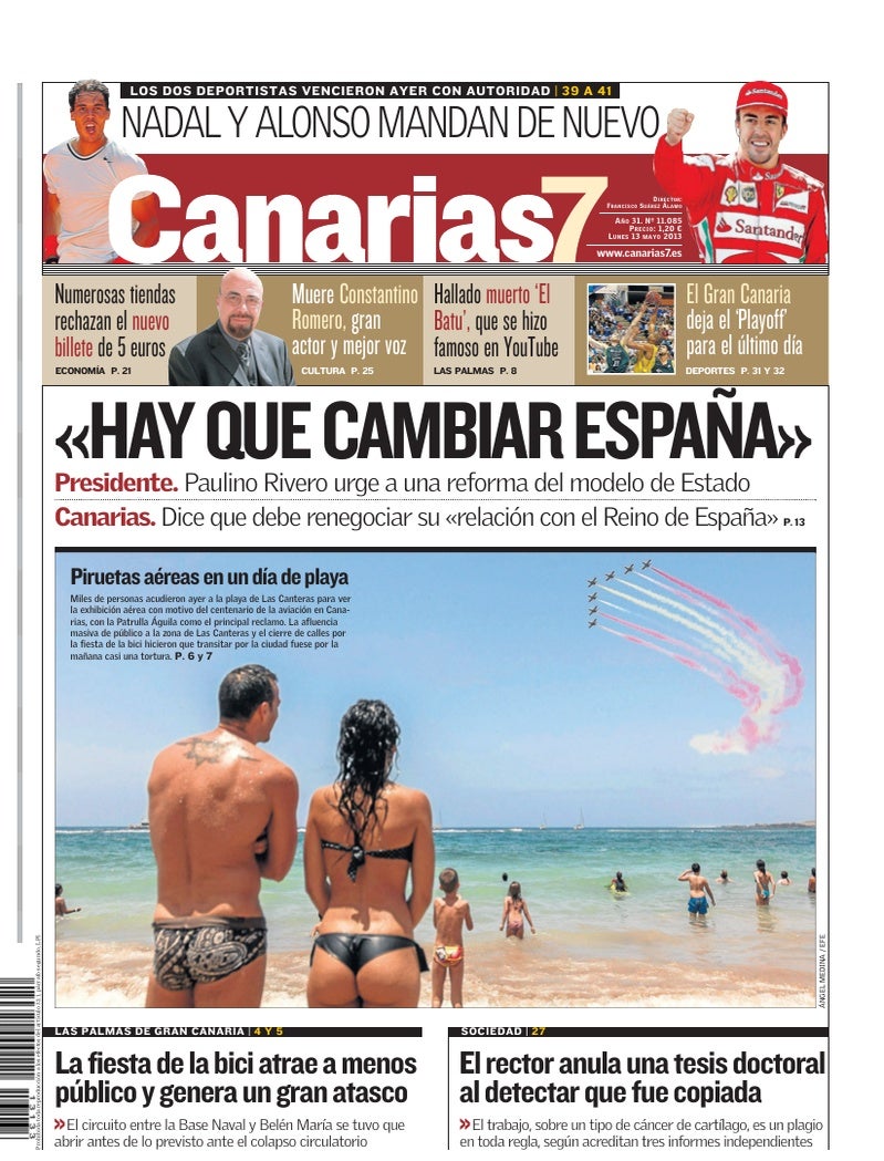 Portada Canarias7 13-05-2013