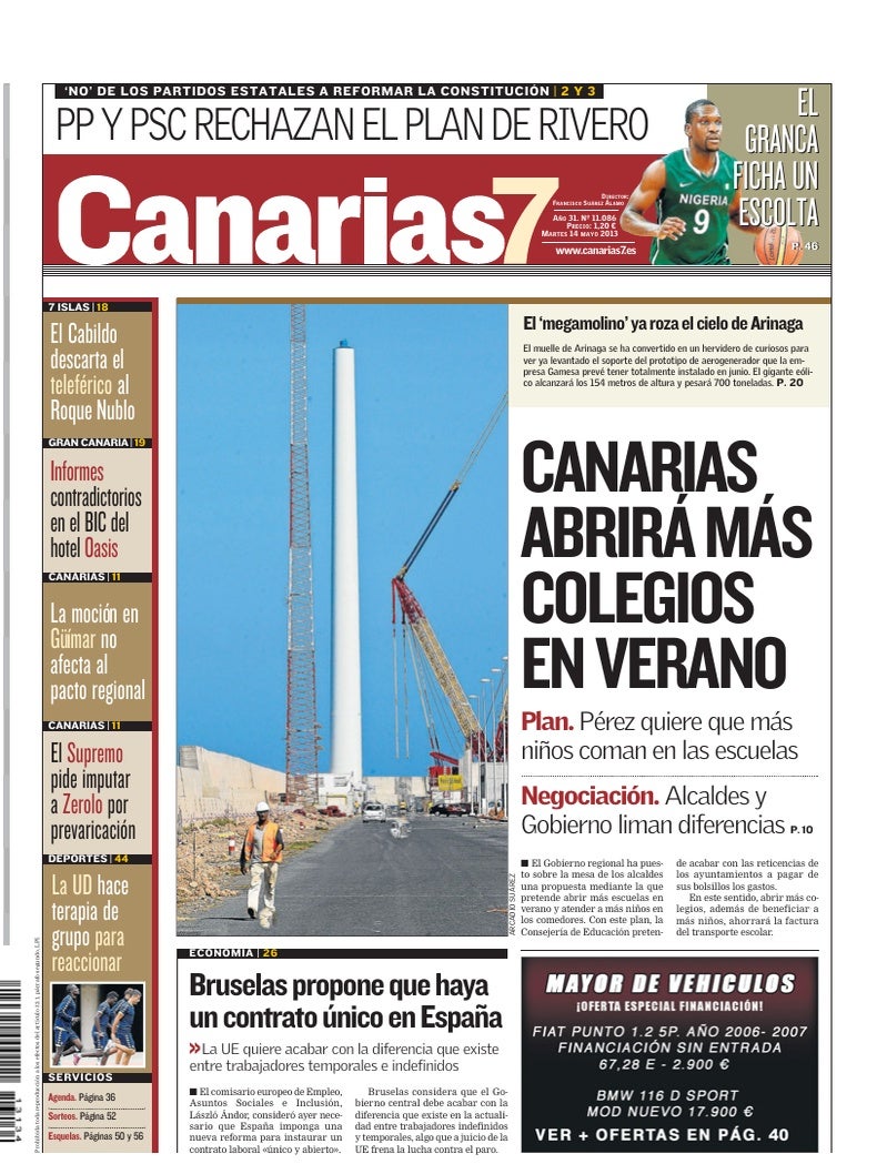 Portada Canarias7 14-05-2013