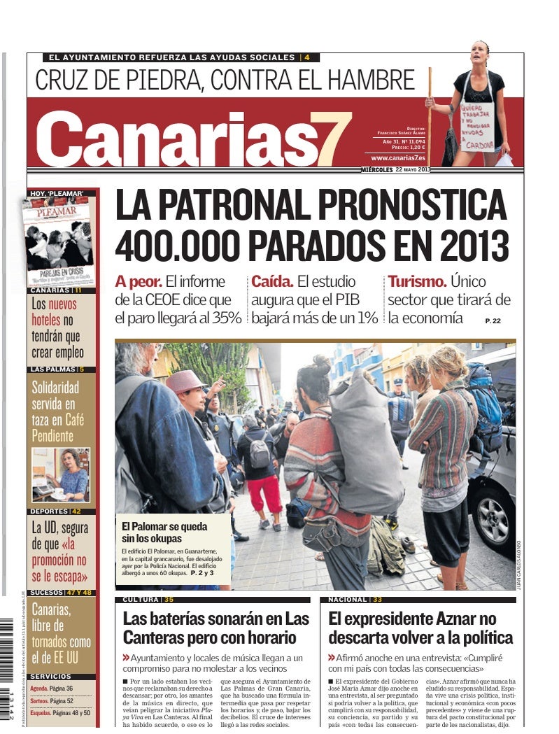 Portada Canarias7 22-05-2013