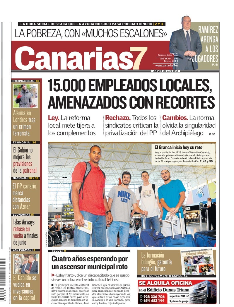 Portada Canarias7 23-05-2013