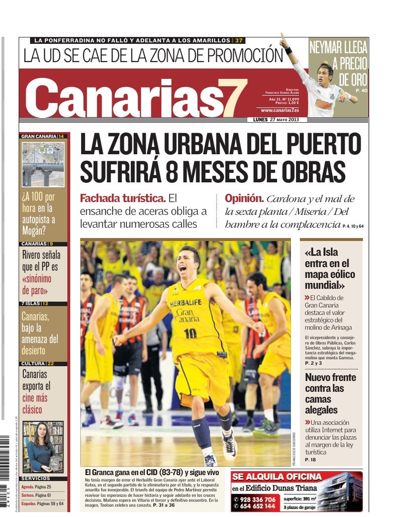 Portada Canarias7 27-05-2013