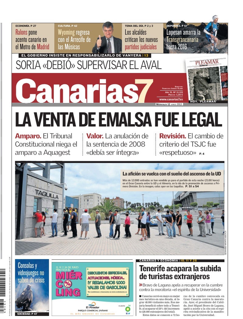 Portada Canarias7 12-06-2013