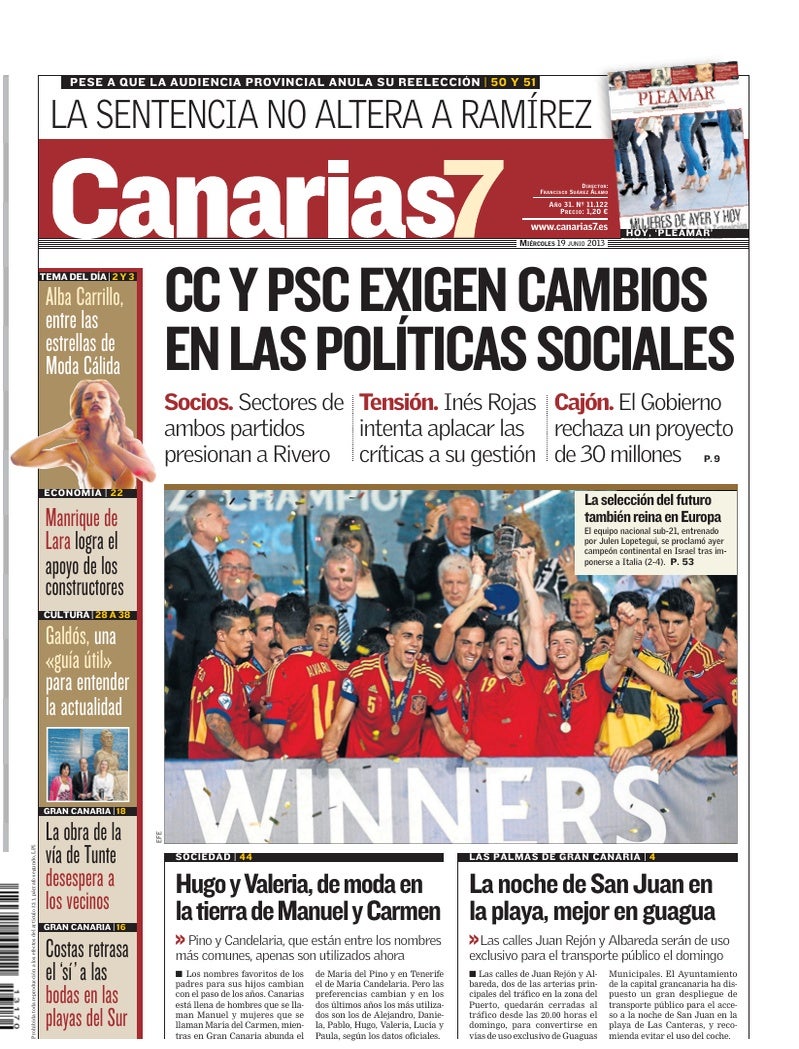 Portada Canarias7 19-06-2013