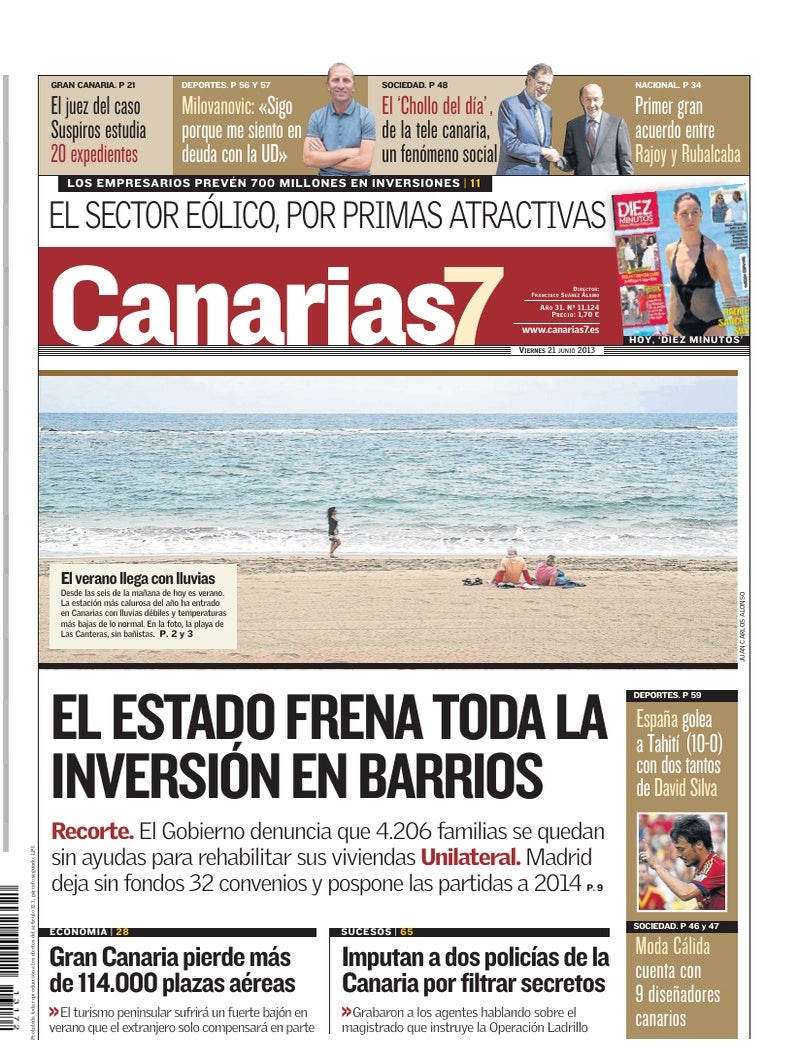 Portada Canarias7 21-06-2013