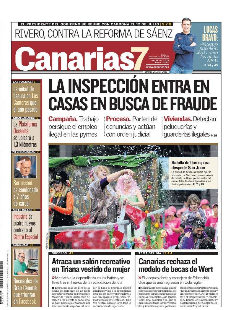 Portada Canarias7 25-06-2013