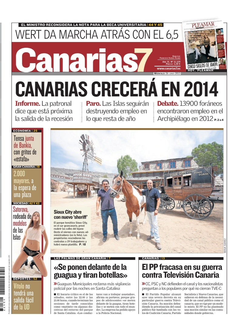 Portada Canarias7 26-06-2013