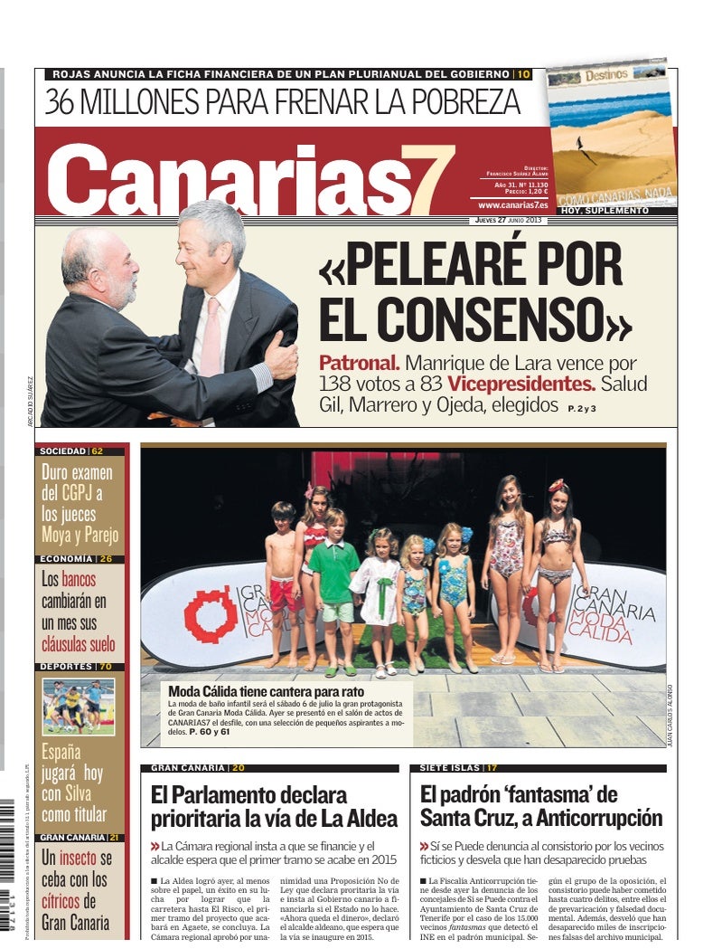 Portada Canarias7 27-06-2013