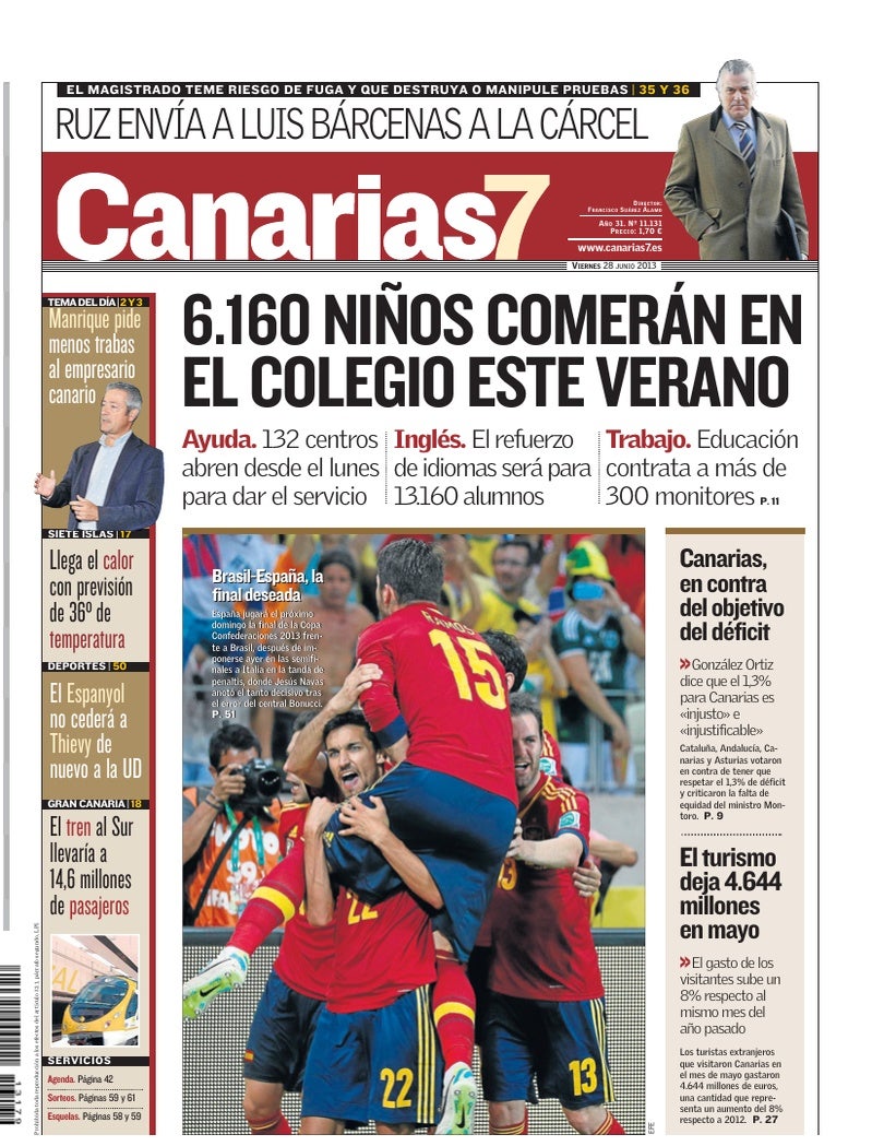 Portada Canarias7 28-06-2013