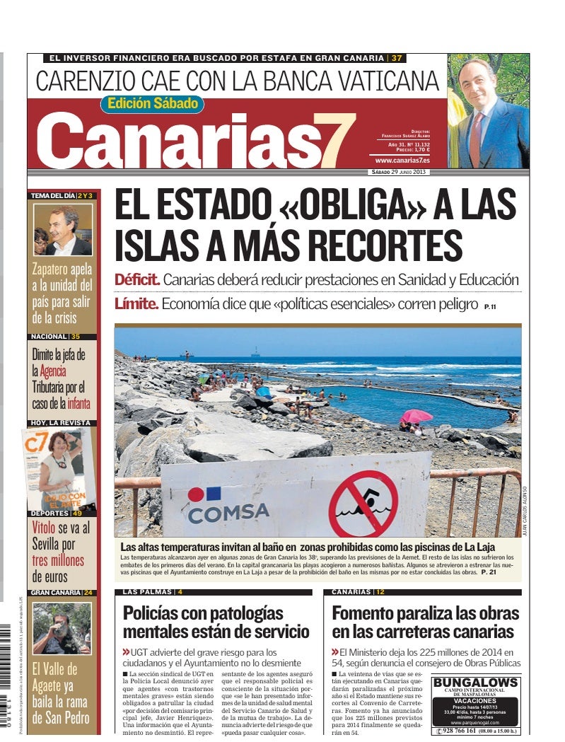 Portada Canarias7 29-06-2013