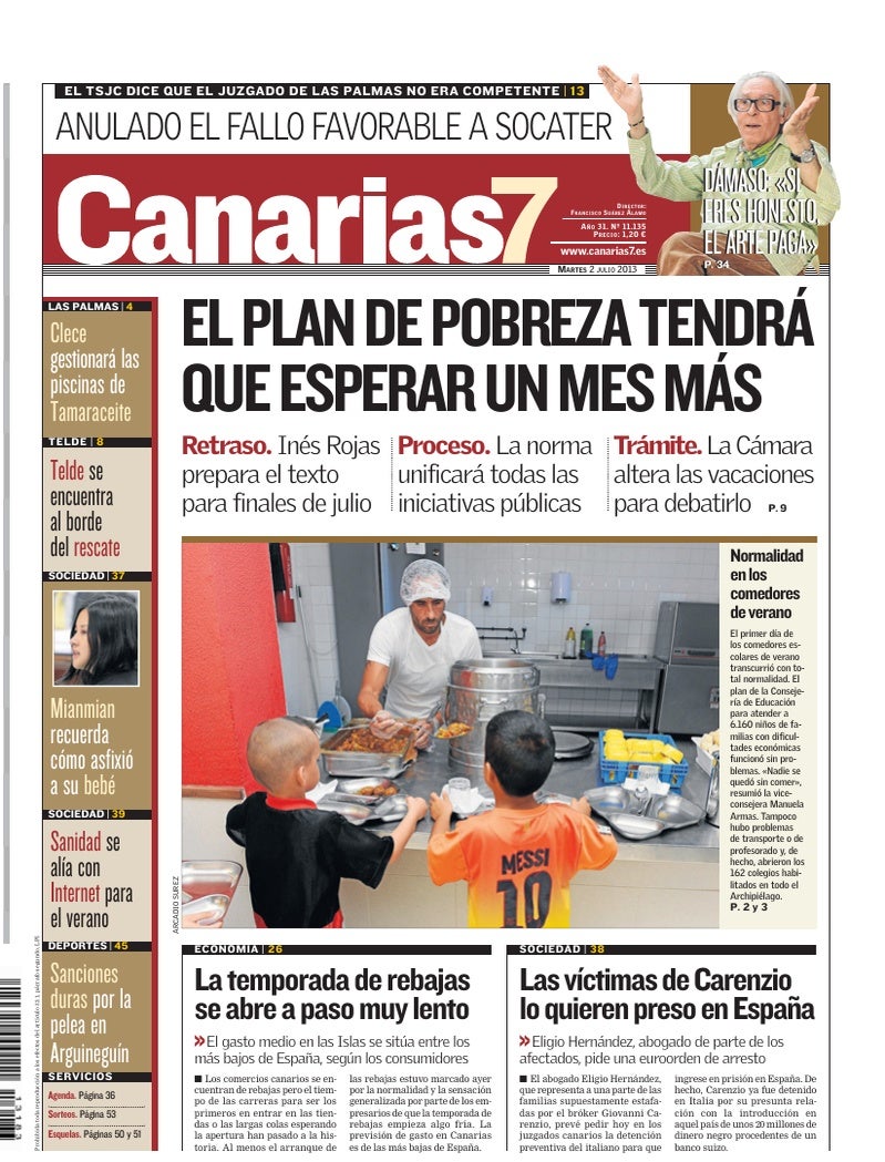 Portada Canarias7 02-07-2013