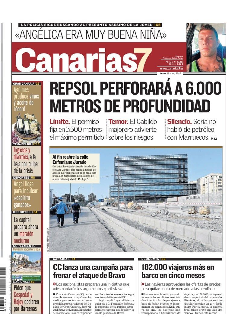Portada Canarias7 18-07-2013